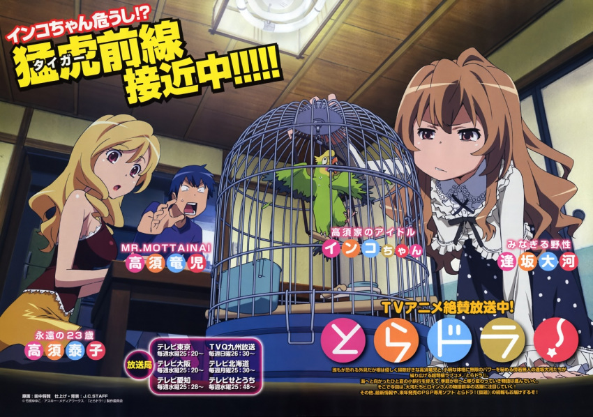 bird cage inko pantyhose parrot takasu_ryuuji takasu_yasuko tanaka_masayoshi text toradora!