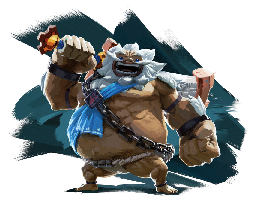 1boy absurdres beard belly facial_hair goron highres looking_at_viewer muscle nintendo official_art open_mouth smile solo the_legend_of_zelda the_legend_of_zelda:_breath_of_the_wild