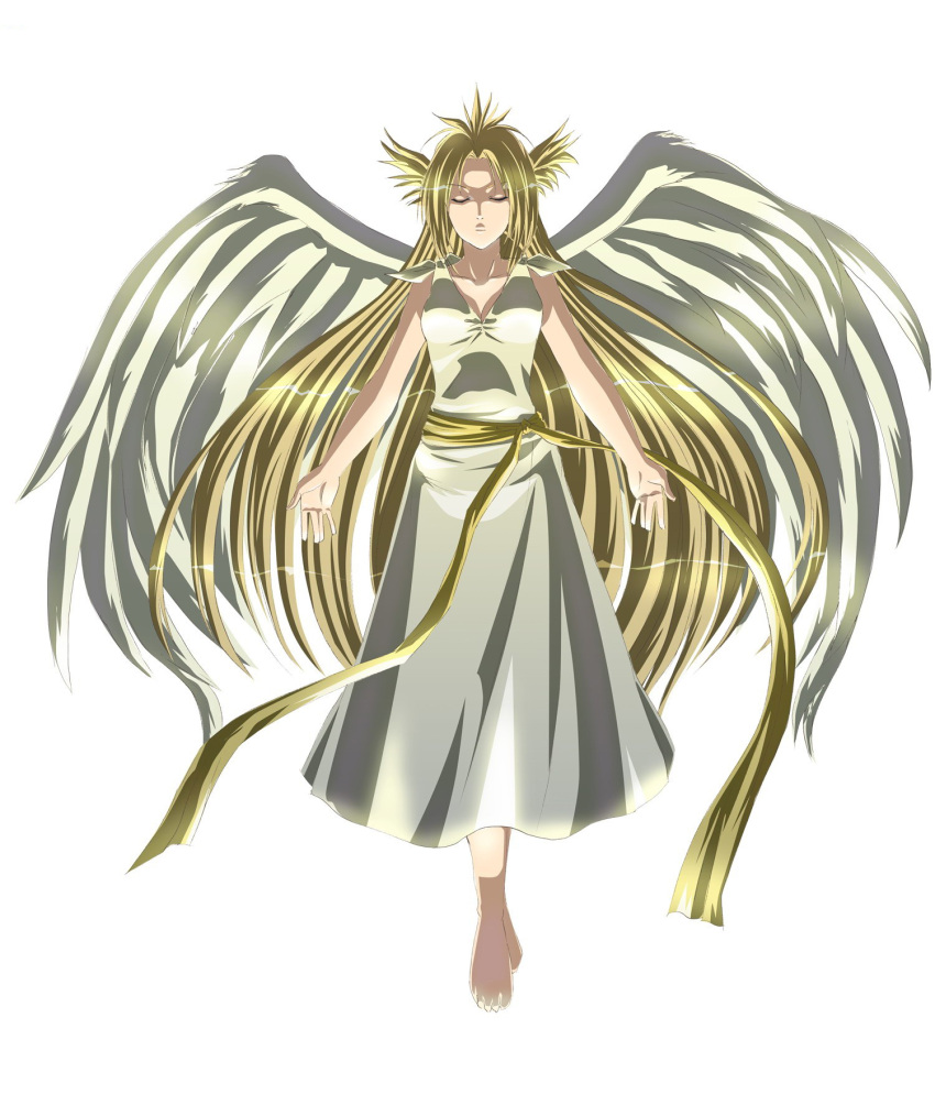 closed_eyes elvilla highres hoshigami long_hair takamichi very_long_hair wings