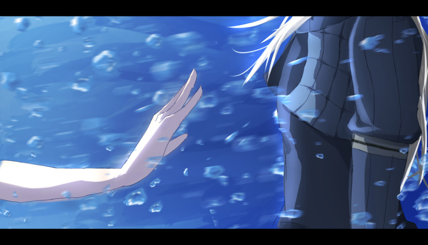 2girls air_bubble cropped_jacket demitas green_hair i-58_(kantai_collection) kantai_collection letterboxed long_hair multiple_girls reaching_out u-511_(kantai_collection) underwater