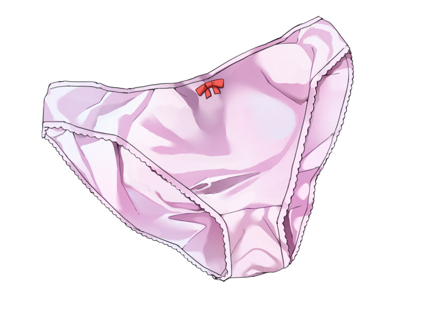 bow bow_panties byte_(allbyte) highres kantai_collection lace lace-trimmed_panties no_humans panties pink_panties red_bow simple_background still_life underwear white_background