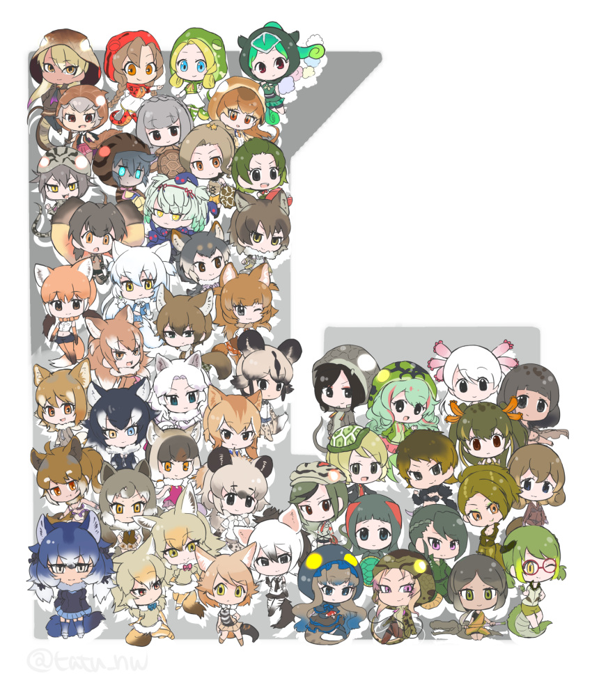 6+girls :d :| ;) aardwolf_(kemono_friends) african_rock_python_(kemono_friends) ahoge alligator_snapping_turtle_(kemono_friends) american_alligator_(kemono_friends) animal_ears aqua_eyes aqua_hair arctic_wolf_(kemono_friends) axolot_(kemono_friends) baweng_satanic_leaf_gecko_(kemono_friends) black-backed_jackal_(kemono_friends) black_mamba_(kemono_friends) boomslang_(kemono_friends) chibi chuugoku_wolf_(kemono_friends) closed_mouth corallus_hortulanus_(kemono_friends) coyote_(kemono_friends) dark_skin dhole_(kemono_friends) dingo_(kemono_friends) dire_wolf_(kemono_friends) eastern_wolf_(kemono_friends) emerald_tree_boa_(kemono_friends) expressionless frilled_lizard_(kemono_friends) galapagos_tortoise_(kemono_friends) gharial_(kemono_friends) glowing glowing_eyes golden_jackal_(kemono_friends) green_hair grey_wolf_(kemono_friends) habu_(kemono_friends) hellbender_(kemono_friends) heterochromia highres hokkaido_wolf_(kemono_friends) indian_star_tortoise_(kemono_friends) indian_wolf_(kemono_friends) italian_wolf_(kemono_friends) japanese_giant_salamander_(kemono_friends) japanese_wolf_(kemono_friends) kemono_friends king_cobra_(kemono_friends) komodo_dragon_(kemono_friends) leopard_snake_(kemono_friends) leopard_tortoise_(kemono_friends) looking_at_viewer maned_wolf_(kemono_friends) mexican_wolf_(kemono_friends) multiple_girls northern_dwarf_siren_(kemono_friends) one_eye_closed open_mouth panther_chameleon_(kemono_friends) pink_eyes red-eared_slider_(kemono_friends) red-footed_tortoise_(kemono_friends) saltwater_crocodile_(kemono_friends) smile spectacled_caiman_(kemono_friends) spotted_hyena_(kemono_friends) standing tagme tail taipan_(kemono_friends) tatu_nw tsuchinoko_(kemono_friends) tundra_wolf_(kemono_friends) twitter_username wolf_ears wolf_tail yamata_no_orochi_(kemono_friends)