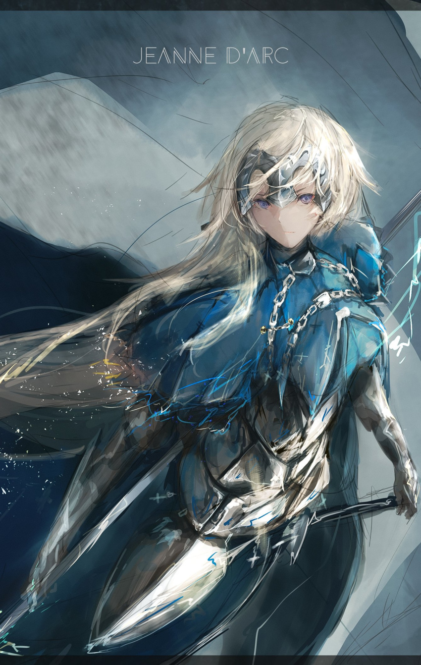 1girl armor blonde_hair blue_eyes cape fate/apocrypha fate_(series) highres marumoru ruler_(fate/apocrypha) solo