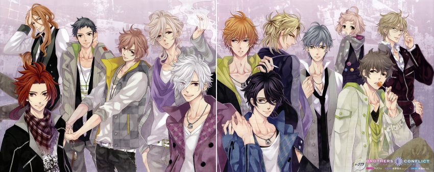 asahina_azusa asahina_futo asahina_hikaru_(brothers_conflict) asahina_iori asahina_kaname asahina_louis asahina_masaomi asahina_natsume asahina_subaru asahina_tsubaki asahina_ukyo asahina_wataru asahina_yuusuke black_hair brothers_conflict purple_eyes udajo