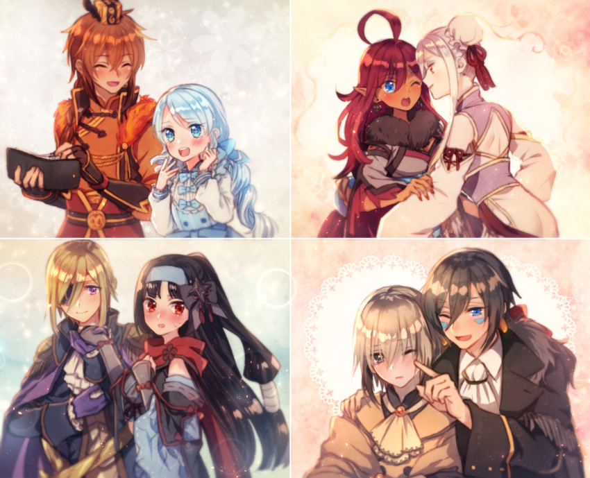 +_+ 1boy 6+girls :d ;d ;o ^_^ ^o^ aegislash ahoge aiguillette ampharos androgynous armor bangs black_bow black_gloves black_hair black_jacket blonde_hair blue_bow blue_dress blue_eyes blue_hair blush bow breasts brown_hair bun_cover cape changpao character_request cheek_poking china_dress chinese_clothes cleavage clenched_hand closed_eyes collared_shirt cravat dark_skin detached_sleeves doily double_bun dress drill_hair earrings embarrassed epaulettes eye_contact eyebrows_visible_through_hair eyepatch facial_mark fingerless_gloves floral_background fur_collar fur_trim gloves hair_between_eyes hair_bow hair_bun hair_over_shoulder hair_ribbon hand_holding hand_on_another's_arm hand_on_another's_shoulder hand_on_own_chest hand_up hands_up hat headband high_collar jacket japanese_armor jewelry kote leaning_forward long_hair long_sleeves looking_at_another looking_at_viewer looking_down looking_to_the_side low-tied_long_hair mienshao mini_hat moe_(hamhamham) multiple_boys multiple_girls nail_polish nose_blush one_eye_closed open_mouth orange_eyes pale_skin personification pink_hair pointing pointy_ears pokemon poking ponytail purple_gloves red_eyes red_nails red_ribbon red_scarf redhead ribbon scarf shiny shiny_hair shirt short_hair sidelocks smile standing sweatdrop swept_bangs tassel toucannon twintails very_long_hair violet_eyes wallet white_hair white_shirt wide_sleeves yuri zoroark