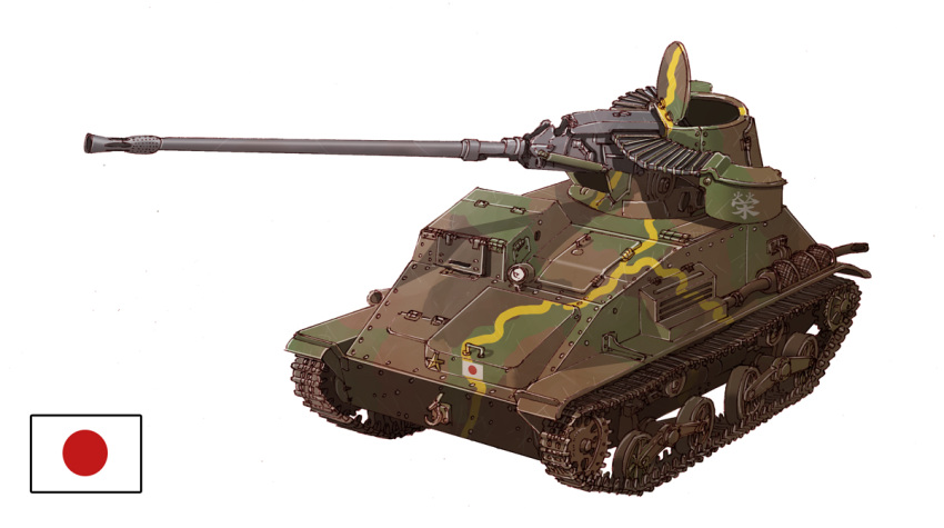 earasensha ground_vehicle japanese_flag military military_vehicle motor_vehicle no_humans original simple_background tank