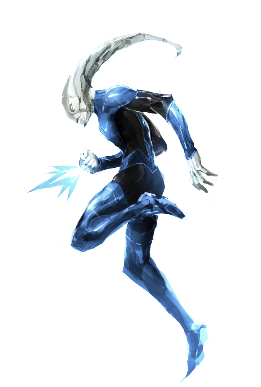 1boy alien blue_lantern bodysuit dc_comics full_body green_lantern highres jewelry male_focus naratani ring saint_walker simple_background solo white_background white_skin