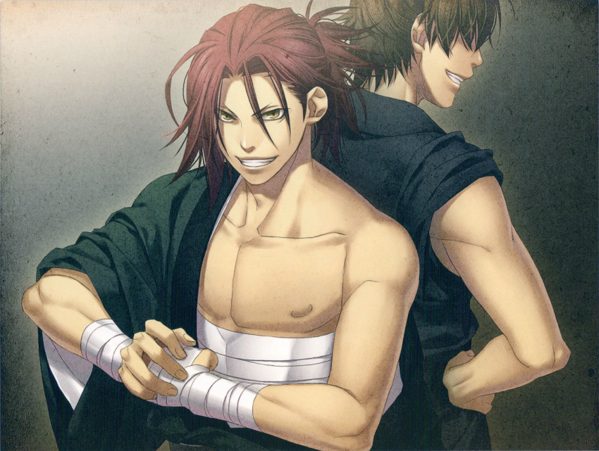 hakuouki_shinsengumi_kitan harada_sanosuke kazuki_yone redhead yellow_eyes