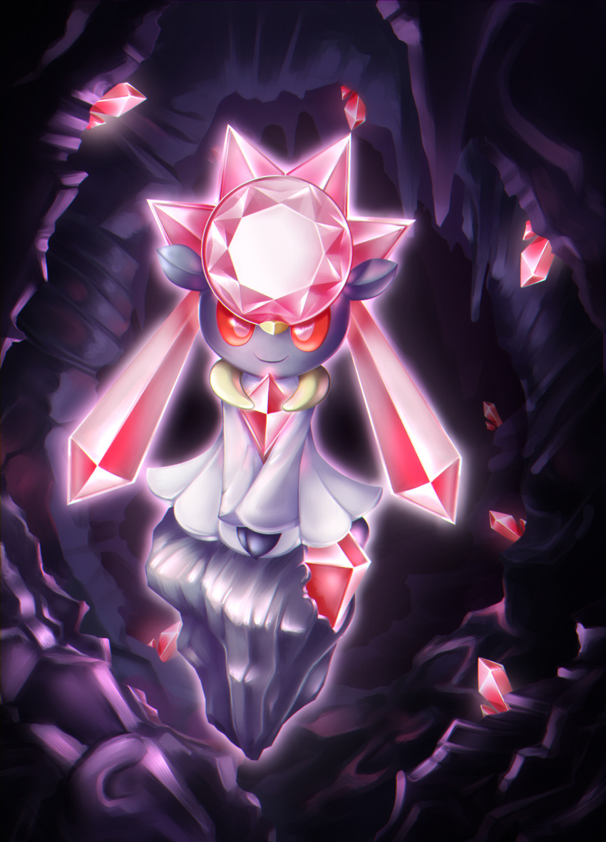 crystal diancie highres jacy no_humans pink_eyes pokemon pokemon_(creature) pokemon_(game) smile tagme