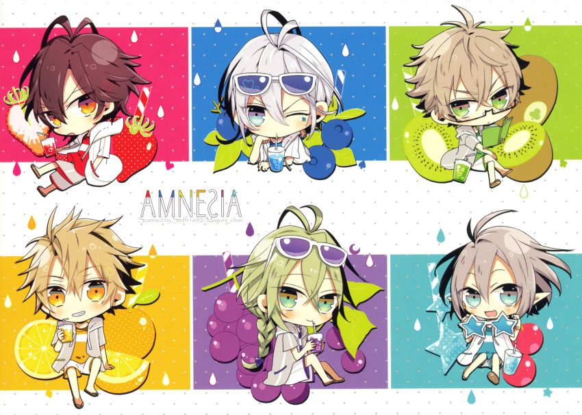 amnesia_(idea_factory) blonde_hair hanamura_mai ikki_(amnesia) kent_(amnesia) orion_(amnesia) shin_(amnesia) toma_(amnesia) ukyou_(amnesia) yellow_eyes