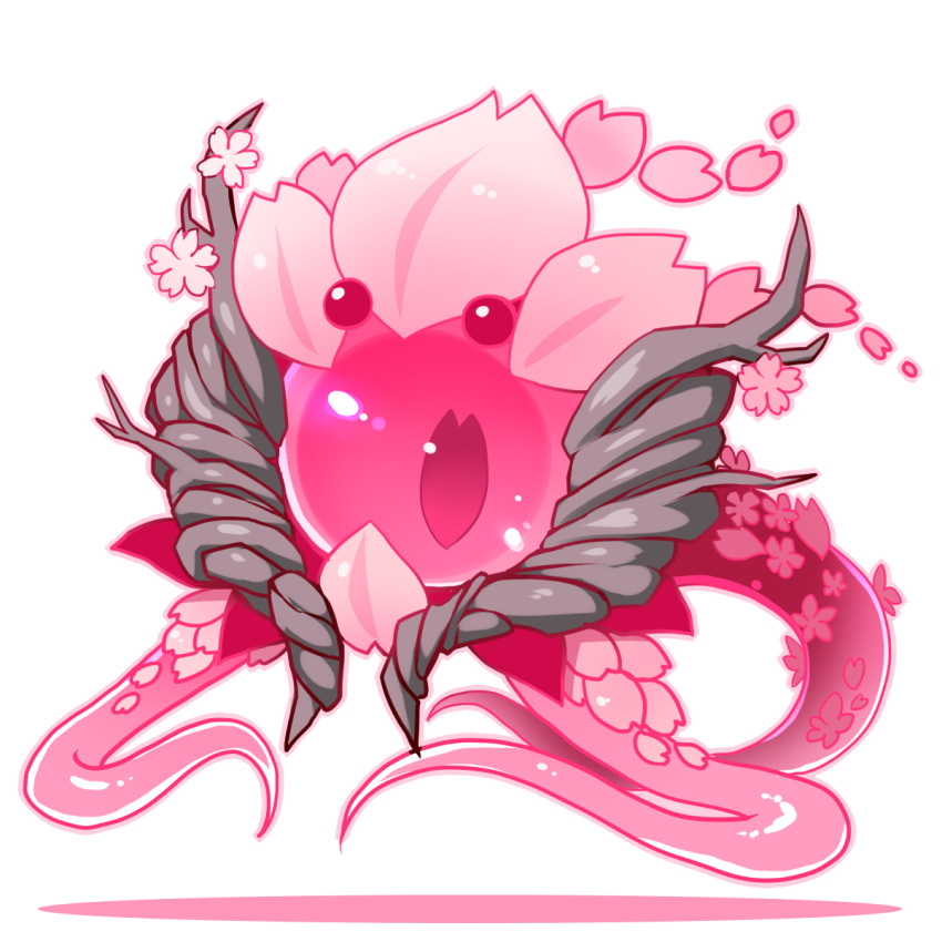 cherry_blossoms eyes floating highres league_of_legends looking_at_viewer monster no_humans pink_eyes solo tanpopo_hayabusa-maru tentacle vel'koz white_background