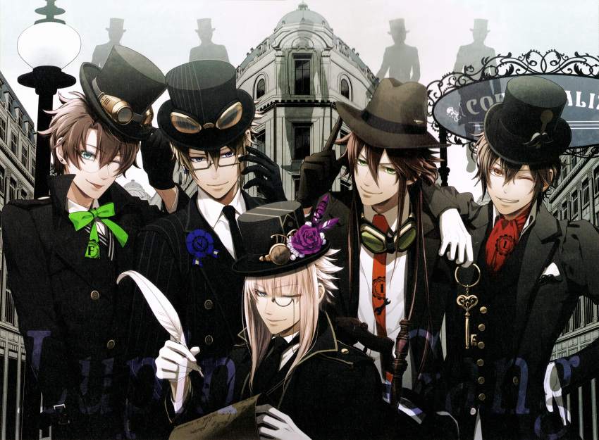 abraham_van_helsing ars&egrave;ne_lupin brown_hair code:_realize impey_barbicane miko_(artist) saint-germain victor_frankenstein_(code:_realize) yellow_eyes