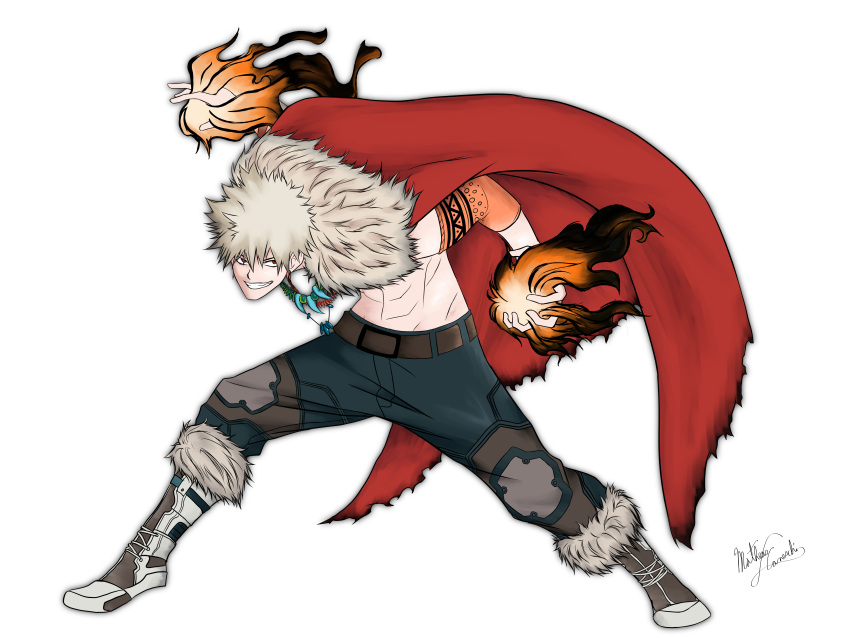 1boy absurdres alternate_costume bakugou_katsuki blonde_hair boku_no_hero_academia clenched_teeth elbow_gloves explosion explosive gloves highres huge_filesize red_eyes simple_background spiky_hair teeth white_background