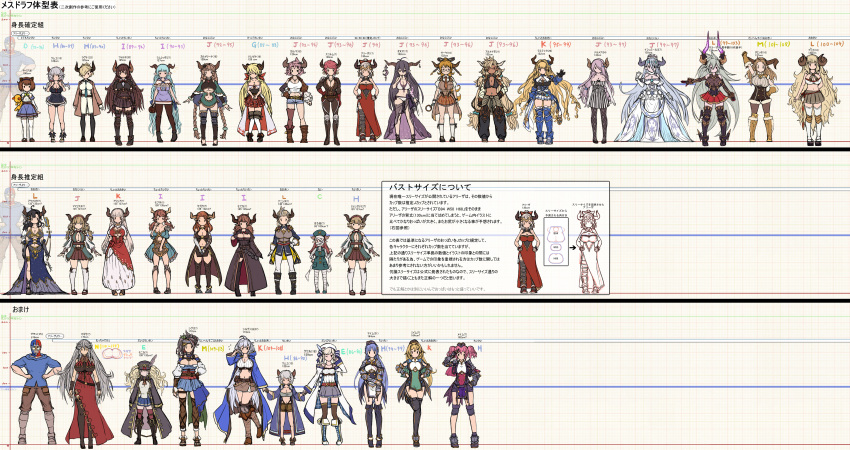 &gt;_&lt; 1boy 6+girls absurdly_long_hair absurdres alicia_(granblue_fantasy) aliza_(granblue_fantasy) almeida_(granblue_fantasy) anila_(granblue_fantasy) annotation_request aqua_hair arm_behind_back arm_up armor armored_boots augusta_(granblue_fantasy) bandage bangs beret black_gloves black_hair black_legwear blonde_hair blue_hair blue_necktie blunt_bangs boots bow braid breasts brown_hair bust_chart carmelina_(granblue_fantasy) character_request chart cleavage cleavage_cutout closed_eyes crescent cup daetta_(granblue_fantasy) danua dark_skin doraf dress drunk earrings epaulettes extra fingerless_gloves forte_(shingeki_no_bahamut) full_body gauntlets glasses gloves gran_(granblue_fantasy) granblue_fantasy grey_hair grid hair_bow hair_over_one_eye hair_ribbon hairband hallessena hand_holding hand_on_hip hands_on_hips hat height_chart height_difference highres horn_ornament horns izmir jacket jewelry karuba_(granblue_fantasy) knee_boots kukuru_(granblue_fantasy) kumuyu laguna_(granblue_fantasy) long_hair long_image low_twintails magisa_(granblue_fantasy) magnifying_glass maimu_(shingeki_no_bahamut) mary_janes meimu_(shingeki_no_bahamut) miimu mikasayaki monica_(granblue_fantasy) mug multiple_girls narumeia_(granblue_fantasy) navel necktie no_mouth one_eye_closed outstretched_arm pantyhose partially_annotated pass pink_hair plaid plaid_skirt pleated_skirt pointy_ears ponytail razia red_dress redhead revision ribbon rumredda saaya_(granblue_fantasy) sandals sarasa_(granblue_fantasy) sarong shingeki_no_bahamut shoes short_sleeves sig_(granblue_fantasy) silva_(granblue_fantasy) silver_hair skirt striped striped_dress stuffed_toy sturm_(granblue_fantasy) tan tears text thigh-highs trait_connection translated twin_braids twintails under_boob underboob_cutout very_long_hair white_dress white_gloves white_legwear wrestler_(granblue_fantasy) yaia_(granblue_fantasy) |_|