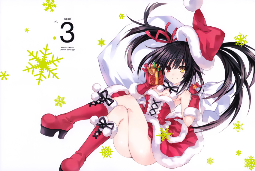 bag christmas christmas_stocking clock_eyes date_a_live highres looking_at_viewer red_eyes smile symbol-shaped_pupils tokisaki_kurumi tsunako