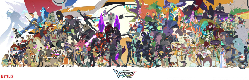 6+boys 6+girls alien animal character_request coran_(voltron) cow dark_skin drum everyone extra_arms flag flying glowing glowing_eyes golion_(mecha) headband helmet highres hood hunk_(voltron) hyakujuu-ou_golion instrument jacket keith_(voltron) lance_(voltron) logo male_swimwear mask matthew_holt mecha mermaid military military_uniform monster_boy monster_girl multiple_boys multiple_girls nyma_(voltron) official_art pidge_gunderson pilot_suit pointy_ears princess_allura riding running sendak_(voltron) shay_(voltron) size_difference smile space_craft swim_trunks swimwear sword takashi_shirogane uniform voltron:_legendary_defender walking weapon zarkon_(voltron)