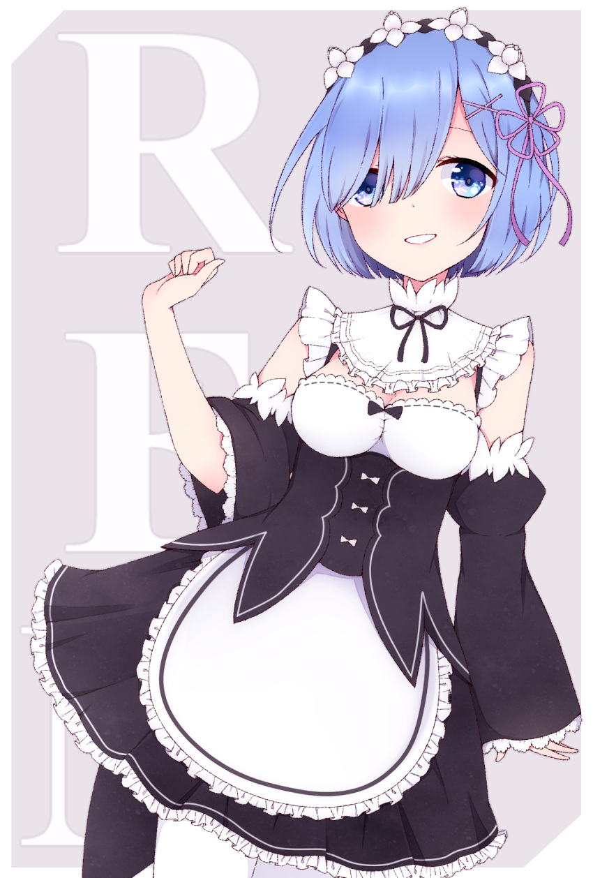 blue_eyes blue_hair dress re:zero_kara_hajimeru_isekai_seikatsu rem_(re:zero) short_hair smile