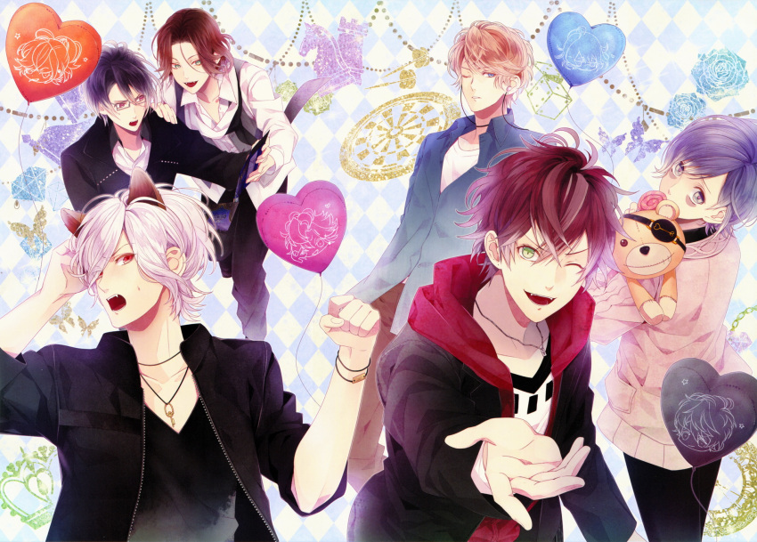 blonde_hair blue_eyes diabolik_lovers sakamaki_ayato sakamaki_kanato sakamaki_laito sakamaki_reiji sakamaki_shuu sakamaki_subaru satoi