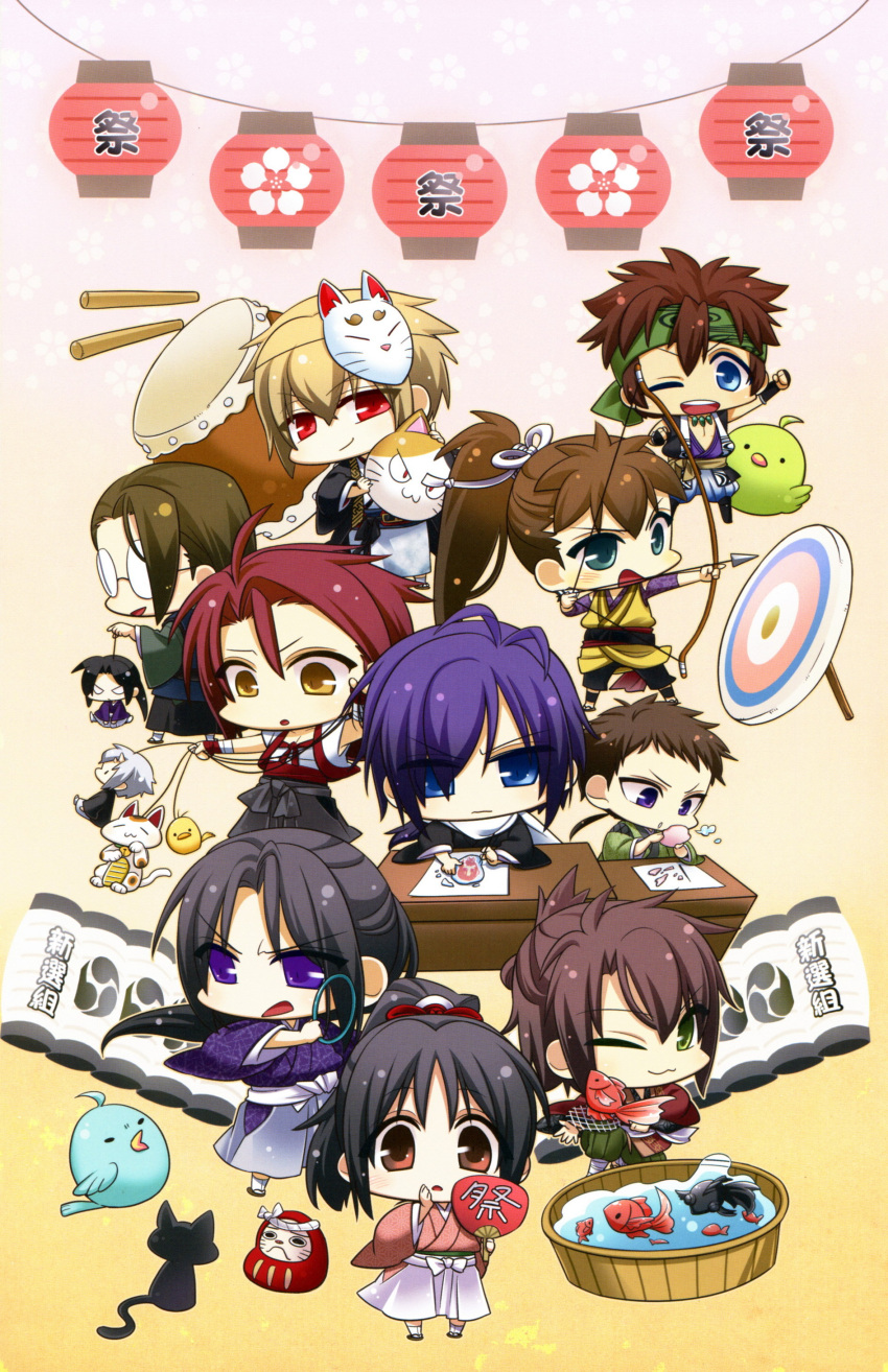 black_hair chikage_kazama hakuouki_shinsengumi_kitan harada_sanosuke hijikata_toshizou_(hakuouki) kazuki_yone okita_souji_(hakuouki) saitou_hajime_(hakuouki) toudou_heisuke violet_eyes yukimura_chizuru