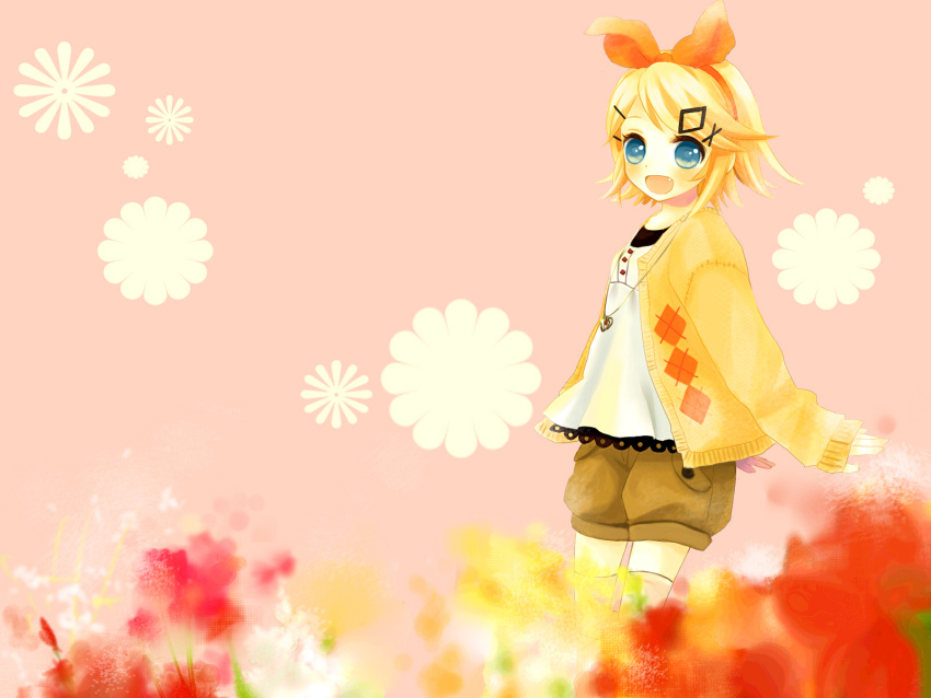 blonde_hair kagamine_rin open_mouth short_hair solo vocaloid