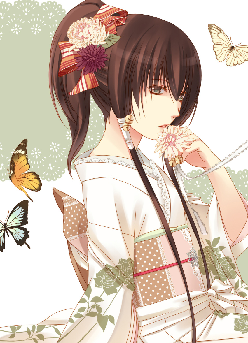 butterfly flower fuuchouin_kazuki get_backers getbackers highres japanese_clothes kimono papillon10 ribbon trap