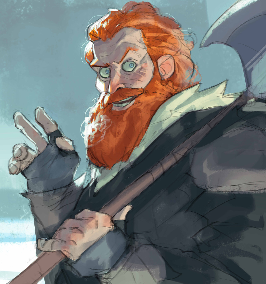 a_song_of_ice_and_fire absurdres axe beard blue_eyes facial_hair game_of_thrones highres ramonn90 redhead tormund weapon