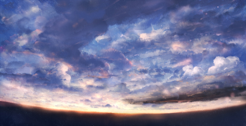 clouds cloudy_sky fisheye highres horizon no_humans original sakimori_(hououbds) scenery sky sunrise