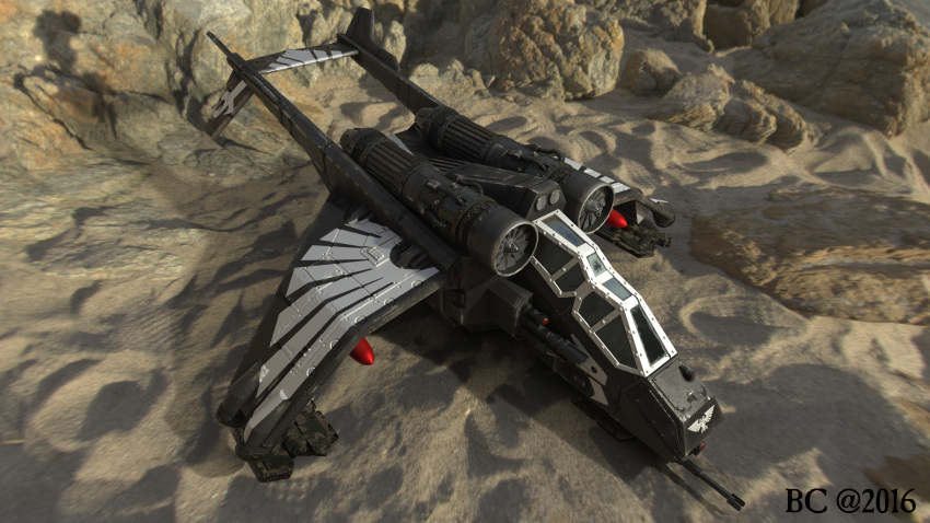 3d absurdres aircraft desert highres outdoors sand science_fiction warhammer_40k