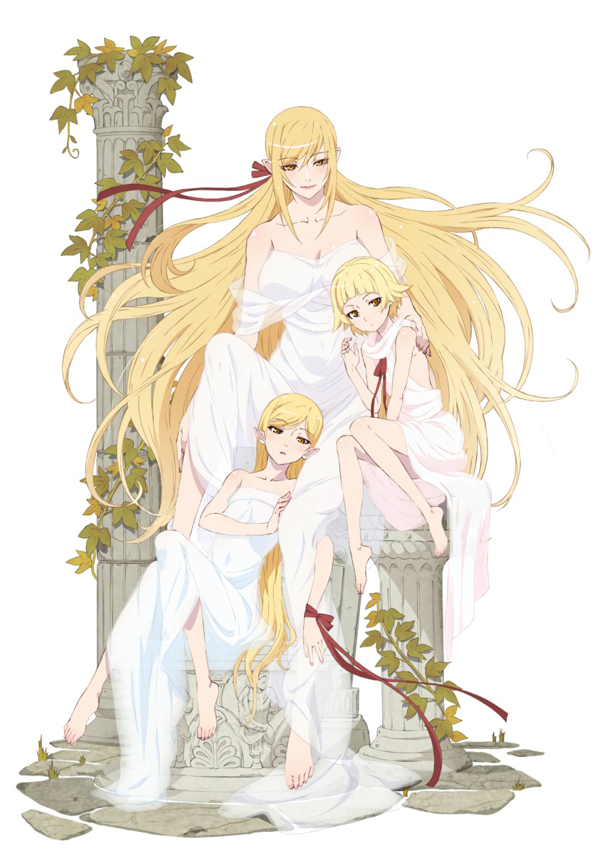 blonde_hair breasts highres kiss-shot_acerola-orion_heart-under-blade kizumonogatari large_breasts long_hair monogatari_(series) white_background