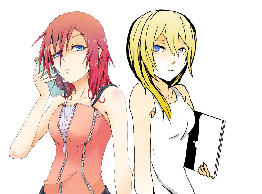 2girls blonde_hair blue_eyes breasts dual_persona highres kairi_(kingdom_hearts) kingdom_hearts kingdom_hearts_ii multiple_girls namine redhead