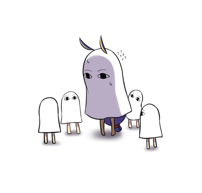 1girl animal_ears dark_skin fate/grand_order fate_(series) flying_sweatdrops hood kuroshiro_(ms-2420) long_hair medjed nitocris_(fate/grand_order) nitocris_(swimsuit_assassin)_(fate) purple_hair rabbit_ears simple_background sweat very_long_hair white_background