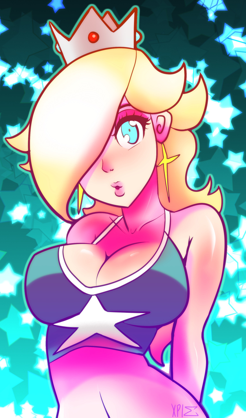 1girl absurdres blonde_hair highres super_mario_bros. rosetta_(mario) star tank_top