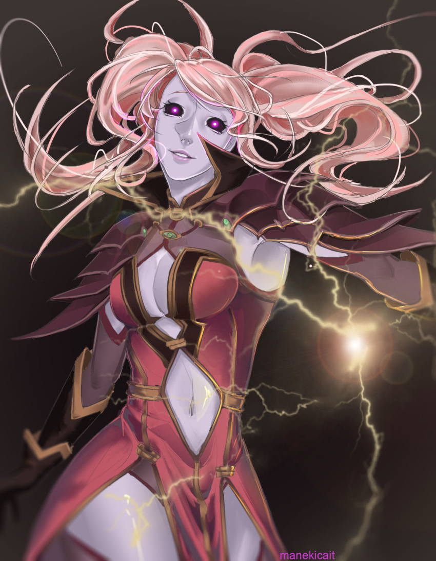 1girl black_background electricity fire_emblem fire_emblem_echoes:_mou_hitori_no_eiyuuou fire_emblem_gaiden glowing glowing_eyes highres mae_(fire_emblem) magic pink_hair simple_background twintails undead