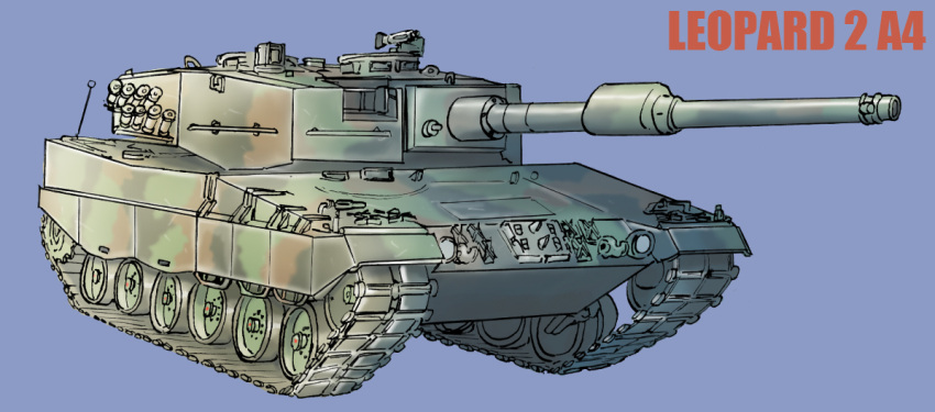 blue_background earasensha ground_vehicle leopard_2 military military_vehicle motor_vehicle original tank