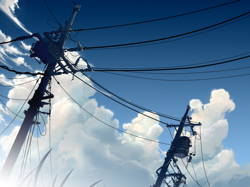 clouds highres power_lines scenery sky