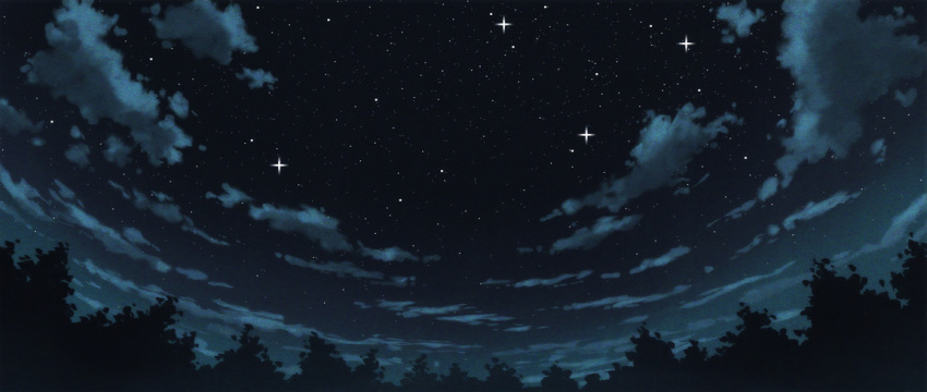 aoha_(twintail) clouds cloudy_sky commentary_request forest nature night night_sky no_humans outdoors scenery sky star_(sky) starry_sky