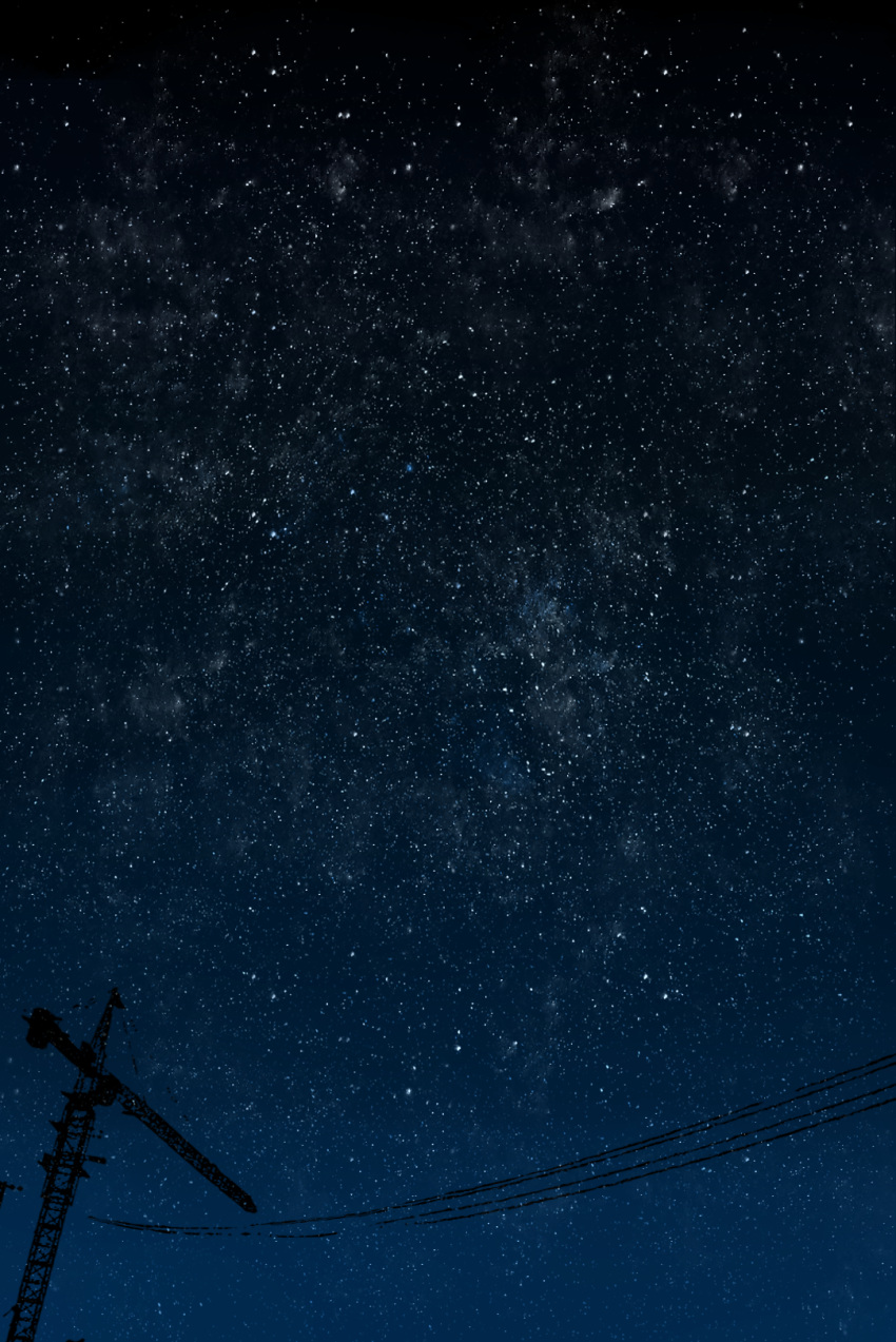 crane highres night night_sky no_humans original outdoors scenery silhouette sky star_(sky) starry_sky xiu_si