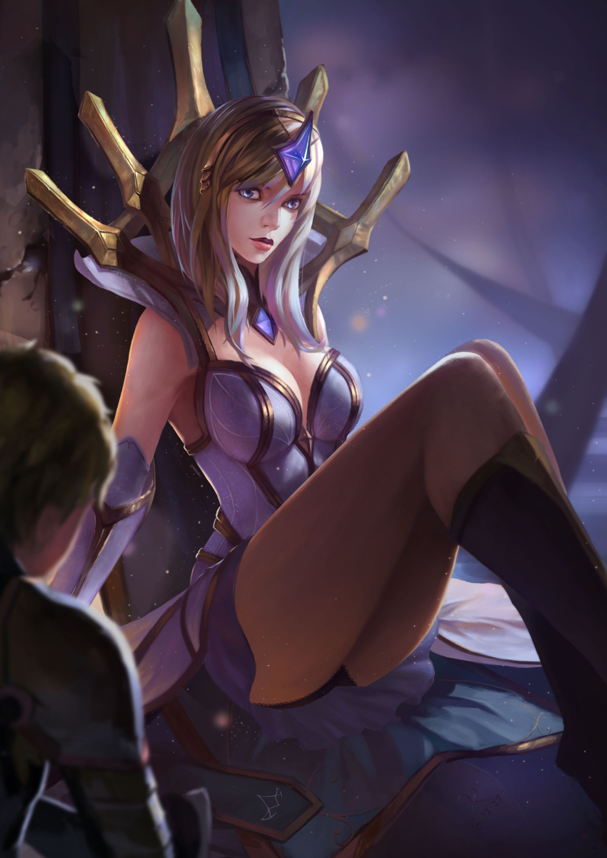 1girl absurdres artist_check blue_eyes breasts elementalist_lux highres large_breasts league_of_legends light_elementalist_lux tagme white_hair