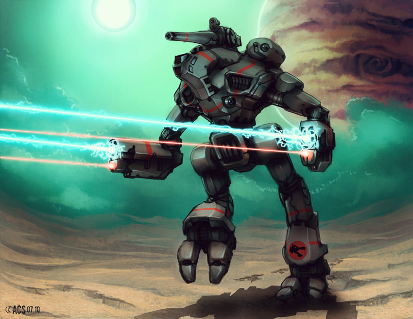 2010 anthony_scroggins_(shimmering_sword) arm_cannon battle battletech commentary dated energy_cannon marauder mecha mechwarrior realistic science_fiction weapon