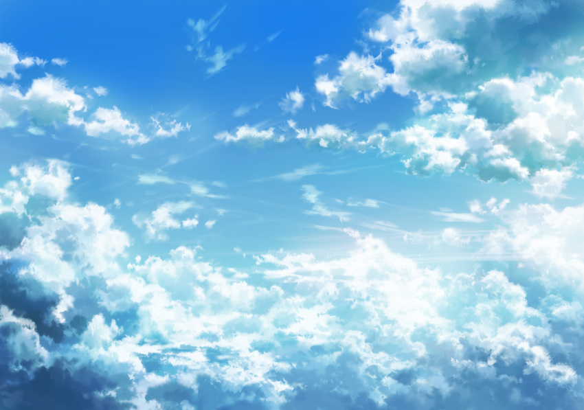 above_clouds blue_sky clouds cloudy_sky commentary_request day highres no_humans outdoors sakanamodoki scenery sky
