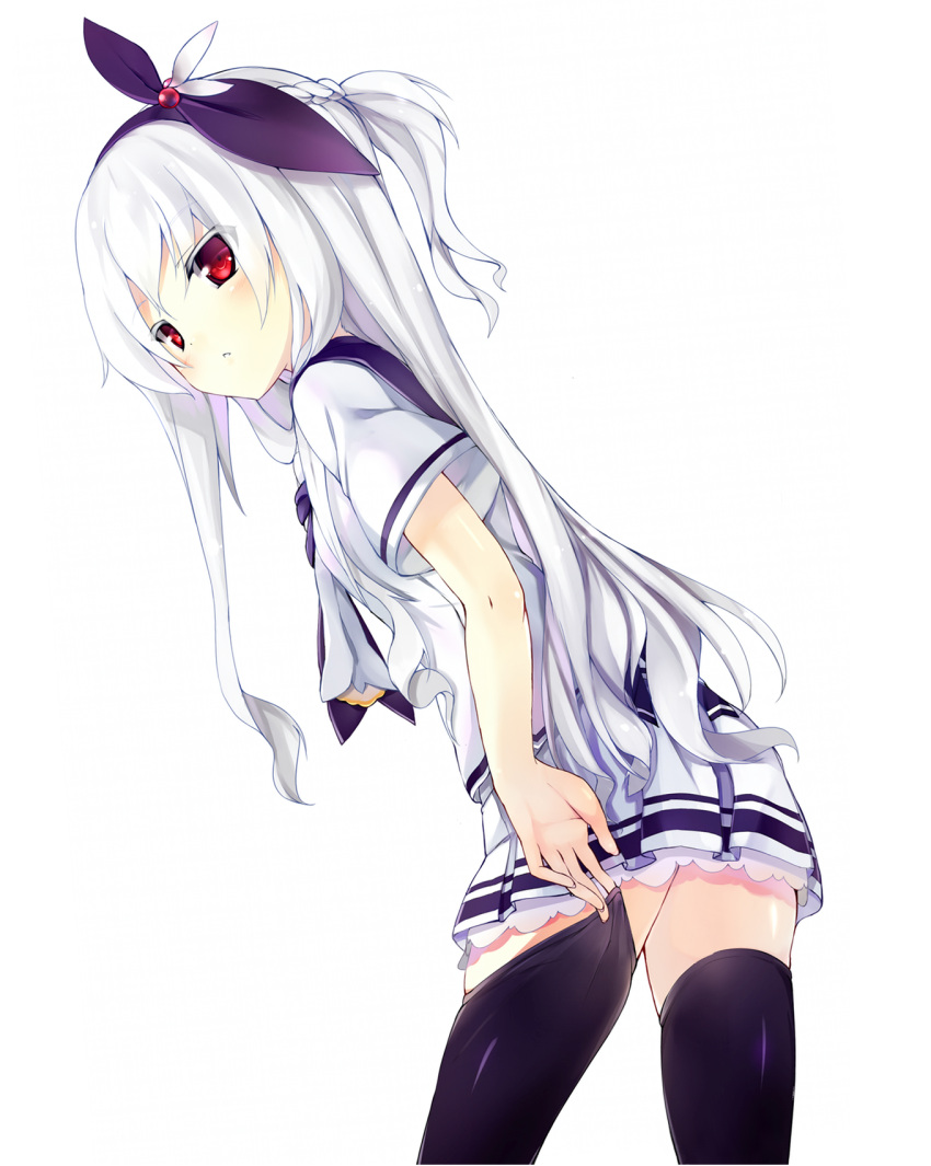 cotton_stockings cute red_eyes sailor_outfit white_clothes white_hair