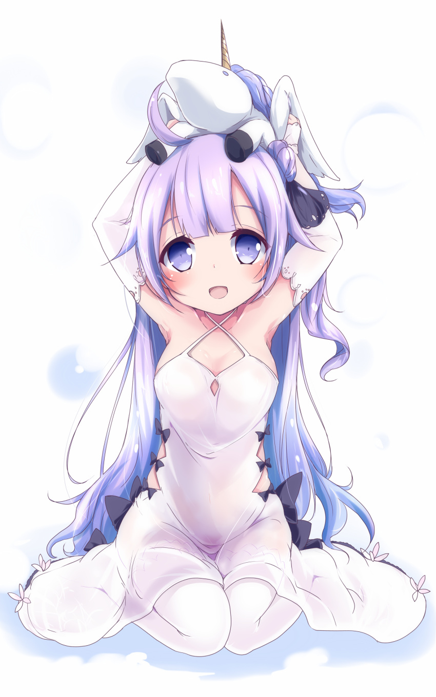 blue_eyes horns long_hair unicorn_(azur_lane) violet_hair