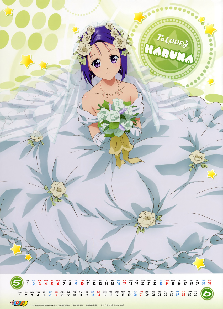 bride calendar dress flower highres sairenji_haruna to_love-ru toloveru wedding_dress