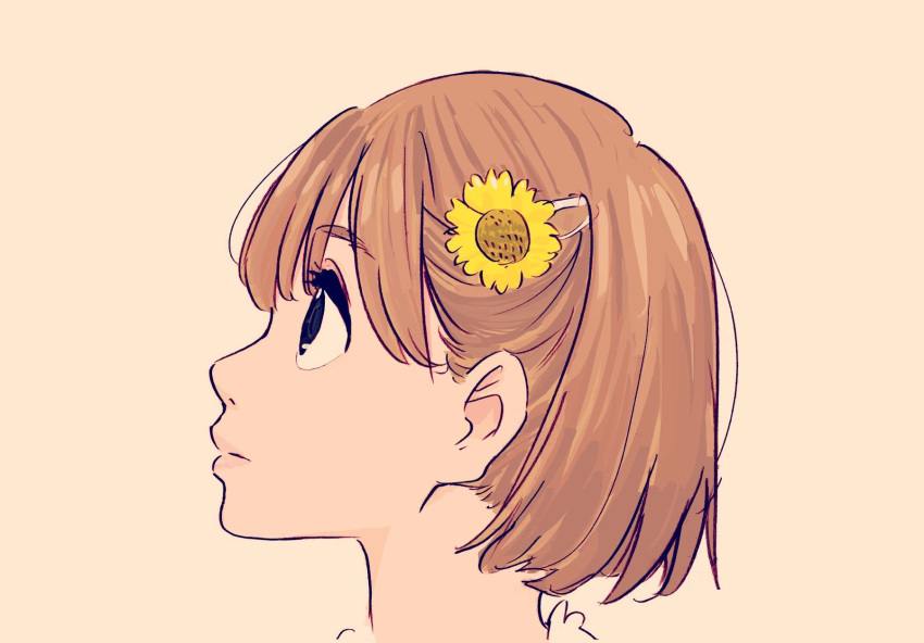 ears face from_side headshot highres original short_hair sushio yellow_flower