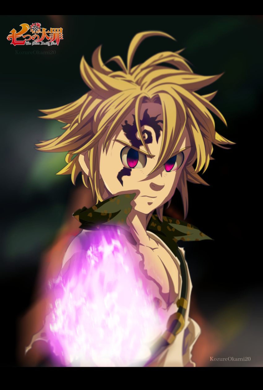 1boy absurdres demon fire highres kozureokami20 meliodas nanatsu_no_taizai solo tattoo