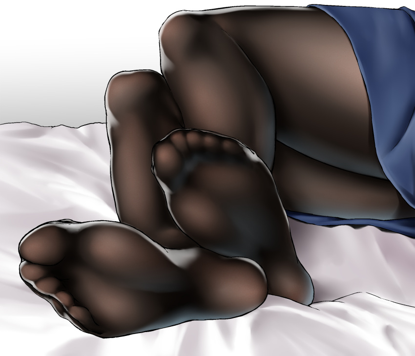 1girl bed close-up feet highres no_shoes pantyhose pov_feet skirt soles solo tama_(tamakaka1031) thighs toes