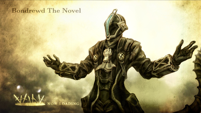1boy bondrewd byneet character_name coat commentary_request cravat demon's_souls loading_screen made_in_abyss male_focus outstretched_arms parody souls_(from_software) spread_arms tail upper_body whistle