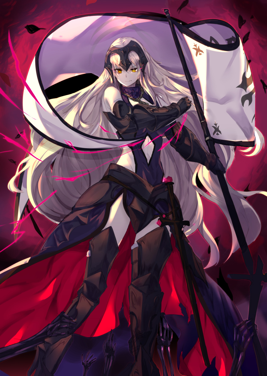 1girl commentary_request fate/grand_order fate_(series) haik highres jeanne_alter long_hair looking_at_viewer ruler_(fate/apocrypha) solo