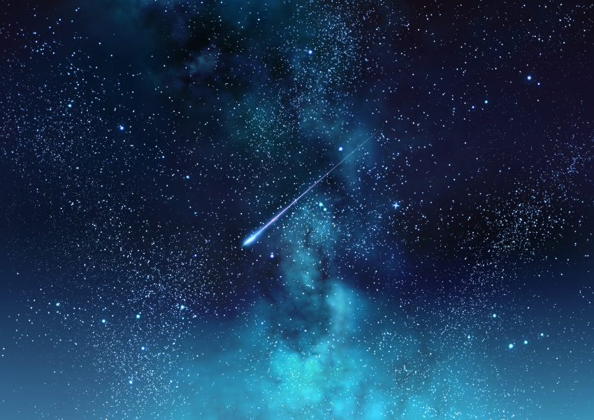 absurdres blue_sky highres lilithbloody no_humans scenery shooting_star sky space star_(sky) starry_sky