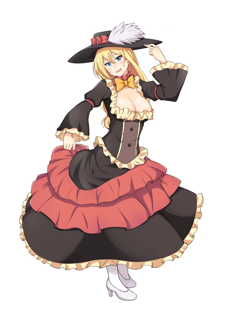 1girl blonde_hair blue_eyes blush breasts darkness_(konosuba) dress hat highres kono_subarashii_sekai_ni_shukufuku_wo! large_breasts long_hair looking_at_viewer naginoya open_mouth